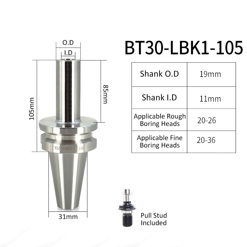 BT30-LBK1-105L High-Precision Boring Tool Holder Shank CNC Lathe Boring Head Machine Rough Boring Bar - Da Blacksmith