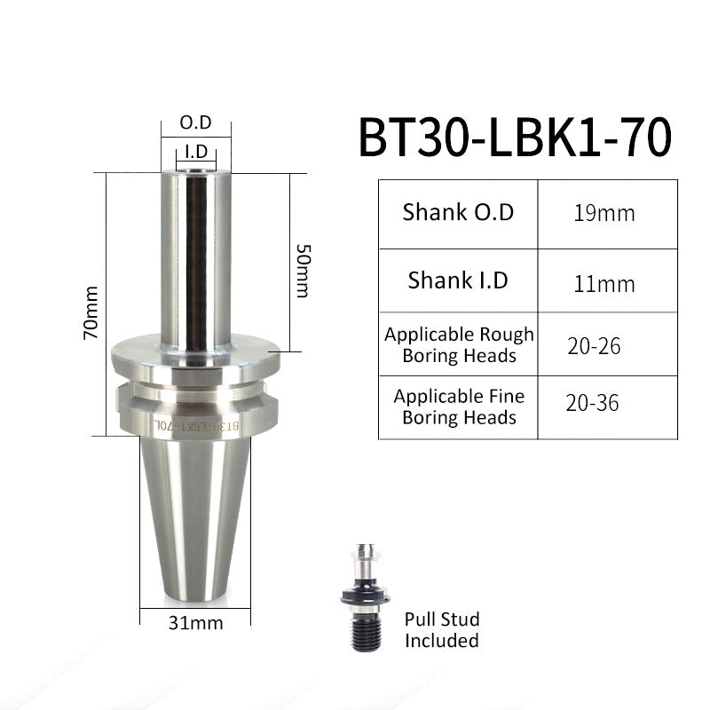 BT30-LBK1-70L High-Precision Boring Tool Holder Shank CNC Lathe Boring Head Machine Rough Boring Bar - Da Blacksmith