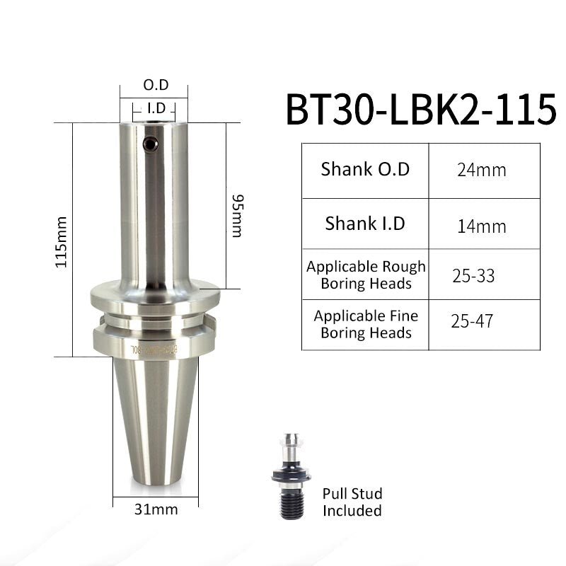 BT30-LBK2-115L High-Precision Boring Tool Holder Shank CNC Lathe Boring Head Machine Rough Boring Bar - Da Blacksmith
