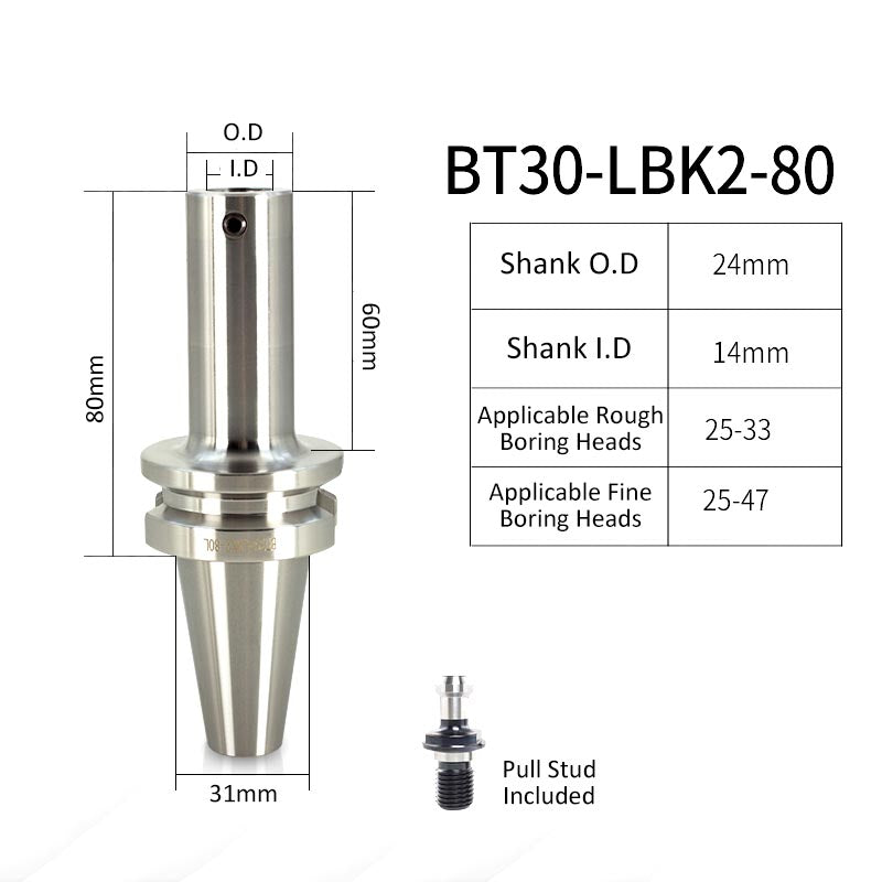 BT30-LBK2-80L High-Precision Boring Tool Holder Shank CNC Lathe Boring Head Machine Rough Boring Bar - Da Blacksmith