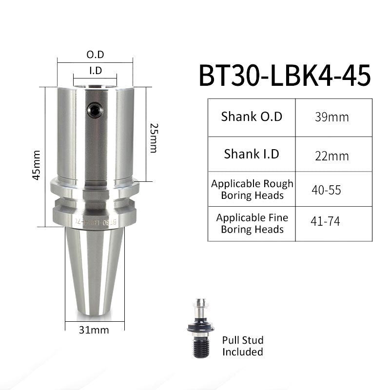 BT30-LBK4-45L High-Precision Boring Tool Holder Shank CNC Lathe Boring Head Machine Rough Boring Bar - Da Blacksmith
