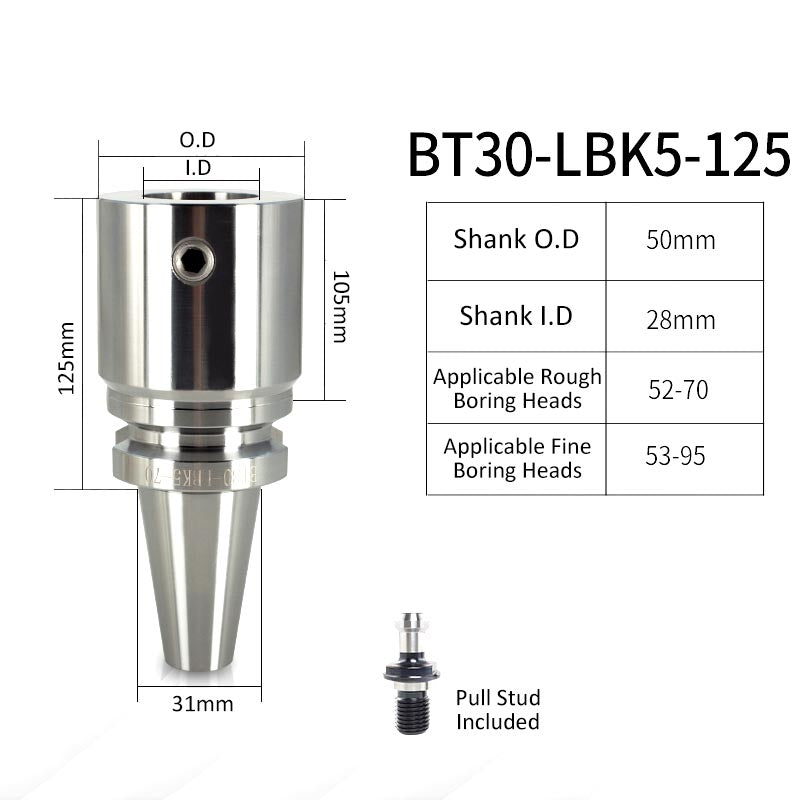 BT30-LBK5-125L High-Precision Boring Tool Holder Shank CNC Lathe Boring Head Machine Rough Boring Bar - Da Blacksmith
