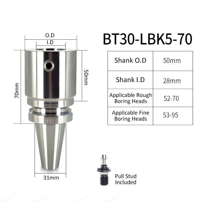 BT30-LBK5-70L High-Precision Boring Tool Holder Shank CNC Lathe Boring Head Machine Rough Boring Bar - Da Blacksmith