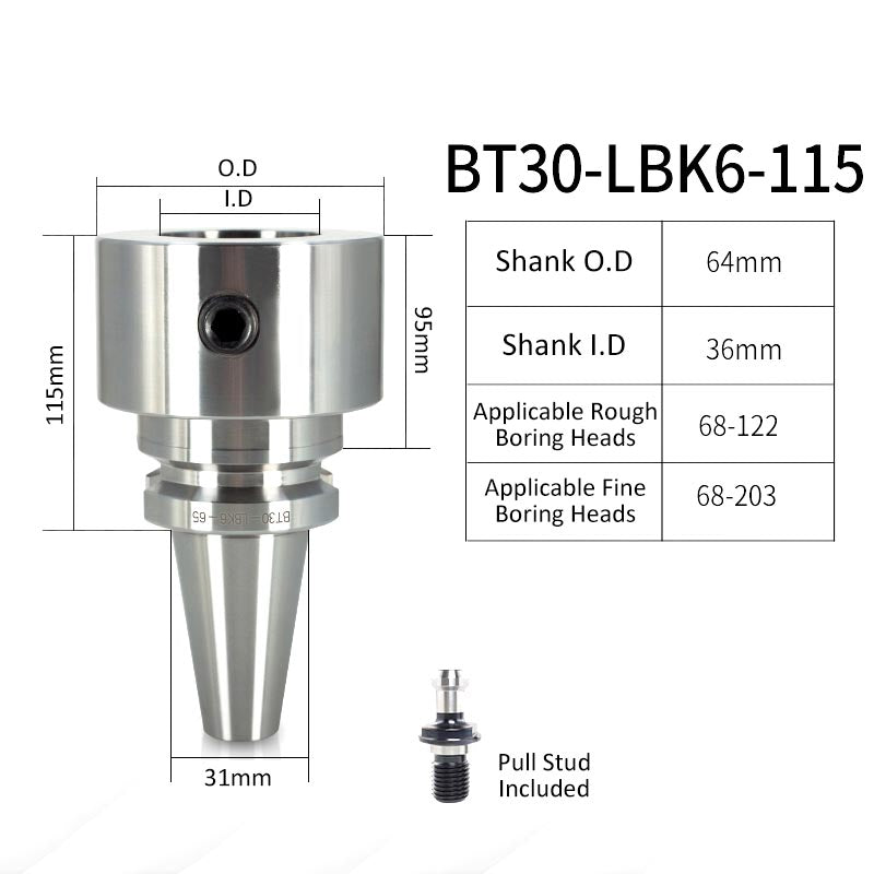 BT30-LBK6-115L High-Precision Boring Tool Holder Shank CNC Lathe Boring Head Machine Rough Boring Bar - Da Blacksmith