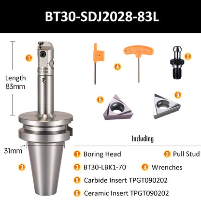 BT30-SDJ2028-83L Fine Boring Tool Holder for Small Aperture Straight Shank - Da Blacksmith