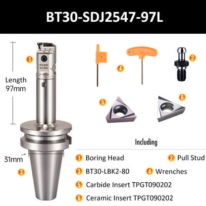 BT30-SDJ2547-97L Fine Boring Tool Holder for Small Aperture Straight Shank - Da Blacksmith