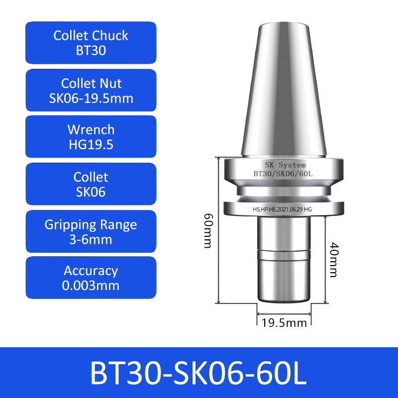 BT30-SK06-60L High-speed Collet Chuck Machining Center Precision CNC Tool Holder - Da Blacksmith