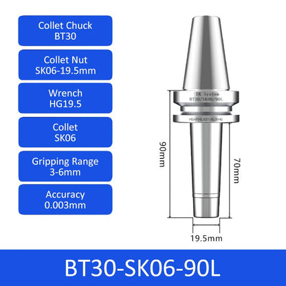 BT30-SK06-90L High-speed Collet Chuck Machining Center Precision CNC Tool Holder - Da Blacksmith