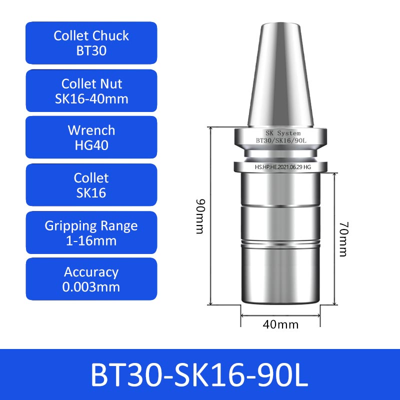 BT30-SK16-90L High-speed Collet Chuck Machining Center Precision CNC Tool Holder - Da Blacksmith