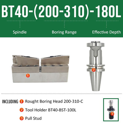 BT40-(200-310)-180L Double-edged Rough Boring Tool Extended Length Rod with Rough Boring Head - Da Blacksmith