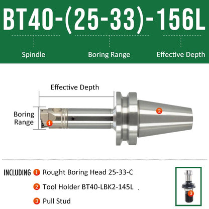 BT40-(25-33)-156L Double-edged Rough Boring Tool Extended Length Rod with Rough Boring Head - Da Blacksmith