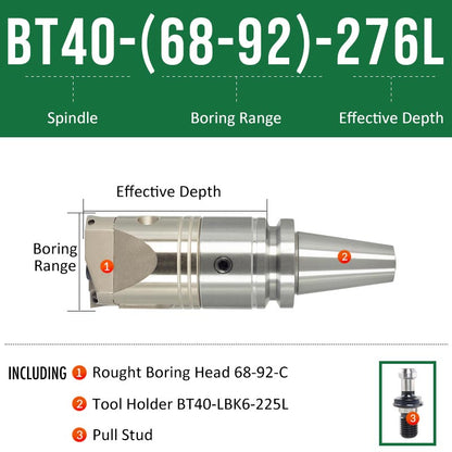 BT40-(68-92)-276L Double-edged Rough Boring Tool Extended Length Rod with Rough Boring Head - Da Blacksmith