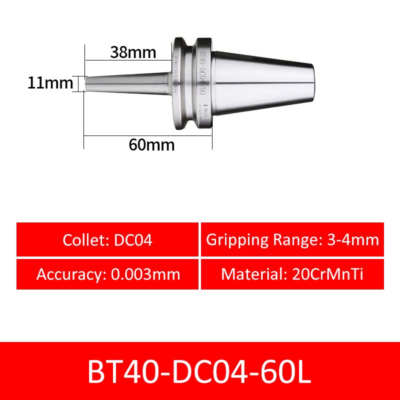 BT40-DC04-60L Collet Chuck High Precision Pull-back High-speed with Extended Shank Anti-Interference - Da Blacksmith