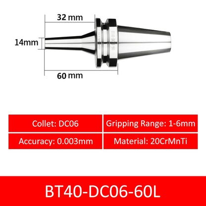 BT40-DC06-60L Collet Chuck High Precision Pull-back High-speed with Extended Shank Anti-Interference - Da Blacksmith