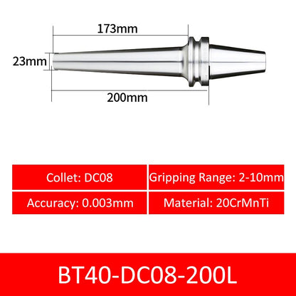 BT40-DC08-200L Collet Chuck High Precision Pull-back High-speed with Extended Shank Anti-Interference - Da Blacksmith