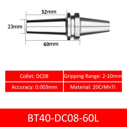 BT40-DC08-60L Collet Chuck High Precision Pull-back High-speed with Extended Shank Anti-Interference - Da Blacksmith