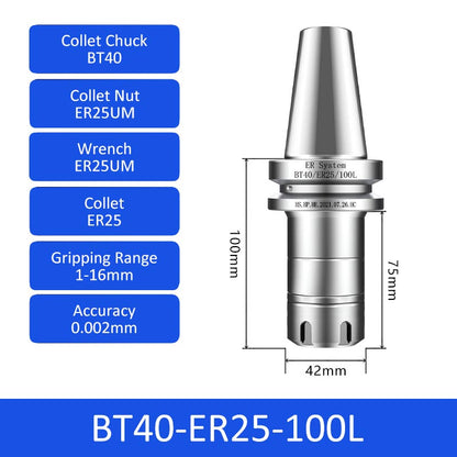 BT40-ER25-100L 0.002mm High-precision CNC Tool Holder ER Collet Chuck Dynamic Balance - Da Blacksmith