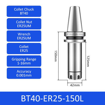 BT40-ER25-150L 0.001mm High-precision CNC Tool Holder ER Collet Chuck Dynamic Balance - Da Blacksmith