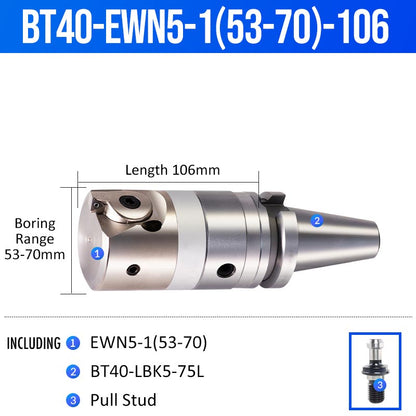 BT40-EWN5-1(53-70)-106L Fine Boring Cutter Tuning Head Adjustable Tool Holder - Da Blacksmith