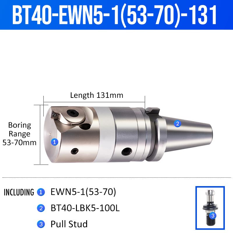 BT40-EWN5-1(53-70)-131L Fine Boring Cutter Tuning Head Adjustable Tool Holder - Da Blacksmith