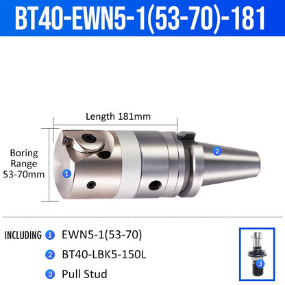 BT40-EWN5-1(53-70)-181L Fine Boring Cutter Tuning Head Adjustable Tool Holder - Da Blacksmith