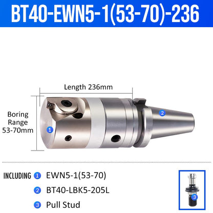 BT40-EWN5-1(53-70)-236L Fine Boring Cutter Tuning Head Adjustable Tool Holder - Da Blacksmith