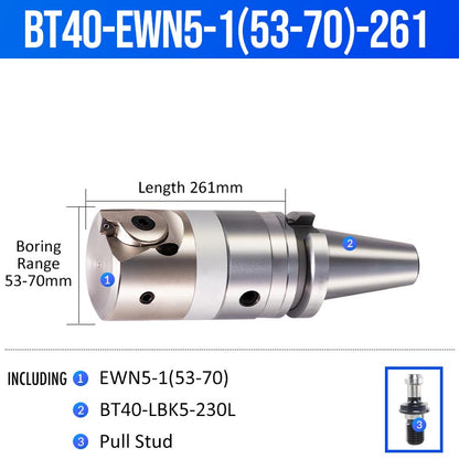 BT40-EWN5-1(53-70)-261L Fine Boring Cutter Tuning Head Adjustable Tool Holder - Da Blacksmith