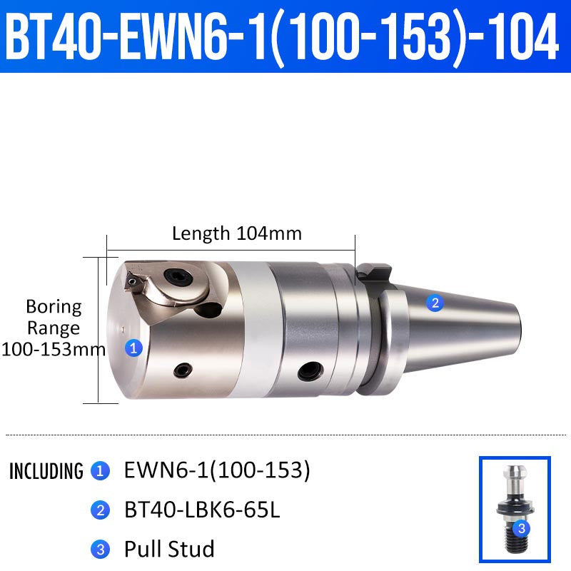 BT40-EWN6-1(100-153)-104L Fine Boring Cutter Tuning Head Adjustable Tool Holder - Da Blacksmith