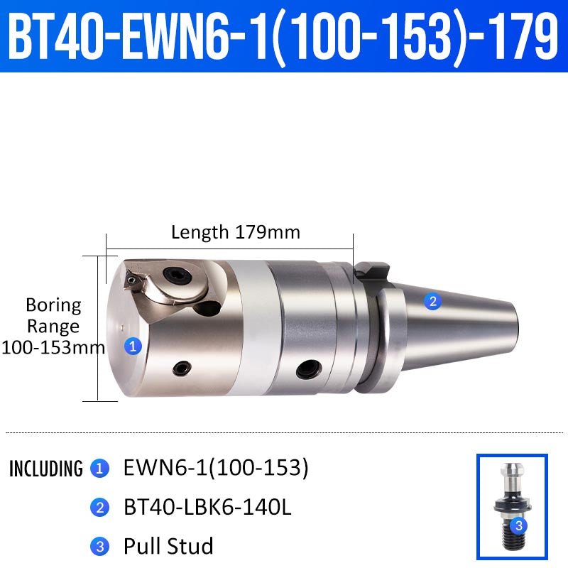 BT40-EWN6-1(100-153)-179L Fine Boring Cutter Tuning Head Adjustable Tool Holder - Da Blacksmith