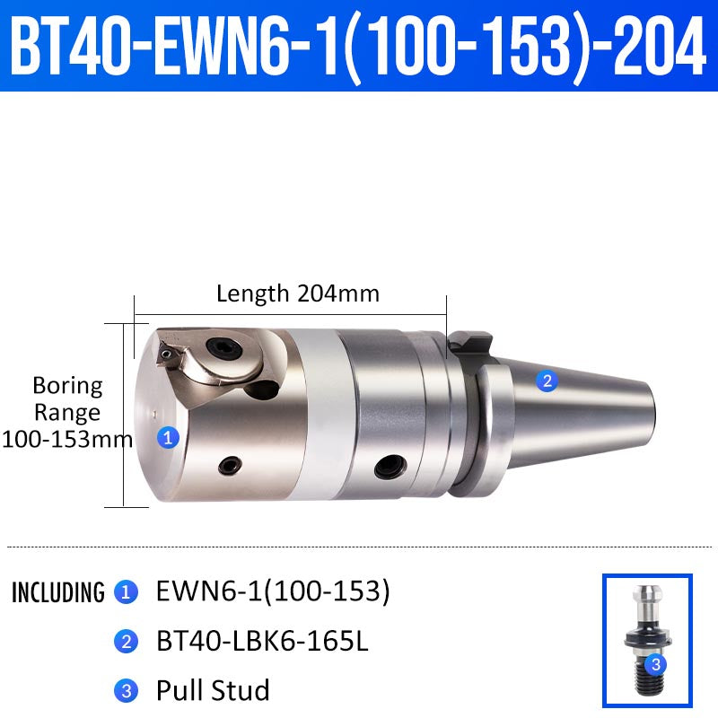 BT40-EWN6-1(100-153)-204L Fine Boring Cutter Tuning Head Adjustable Tool Holder - Da Blacksmith