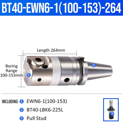 BT40-EWN6-1(100-153)-264L Fine Boring Cutter Tuning Head Adjustable Tool Holder - Da Blacksmith