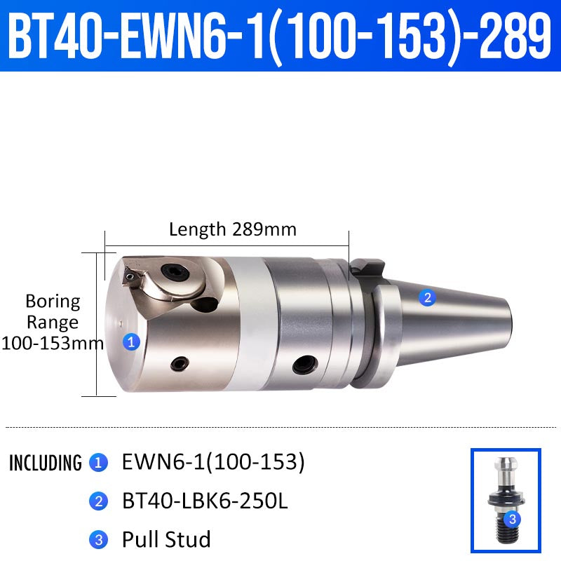 BT40-EWN6-1(100-153)-289L Fine Boring Cutter Tuning Head Adjustable Tool Holder - Da Blacksmith