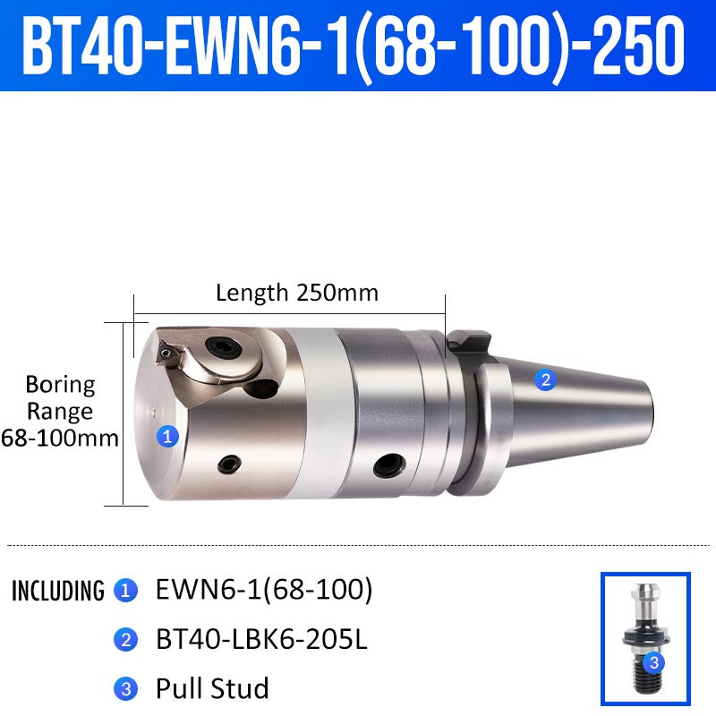 BT40-EWN6-1(68-100)-250L Fine Boring Cutter Tuning Head Adjustable Tool Holder - Da Blacksmith