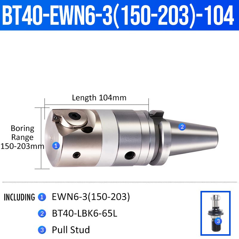 BT40-EWN6-3(150-203)-104L Fine Boring Cutter Tuning Head Adjustable Tool Holder - Da Blacksmith