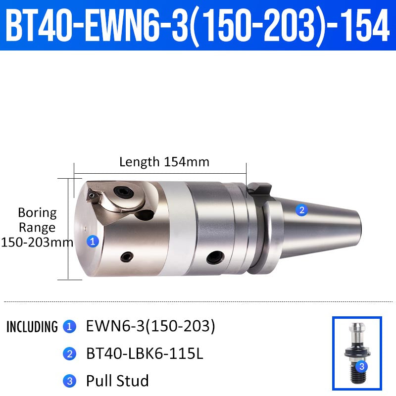 BT40-EWN6-3(150-203)-154L Fine Boring Cutter Tuning Head Adjustable Tool Holder - Da Blacksmith