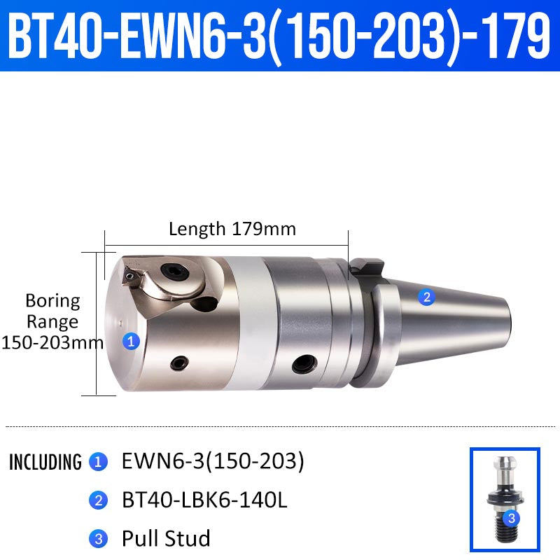 BT40-EWN6-3(150-203)-179L Fine Boring Cutter Tuning Head Adjustable Tool Holder - Da Blacksmith