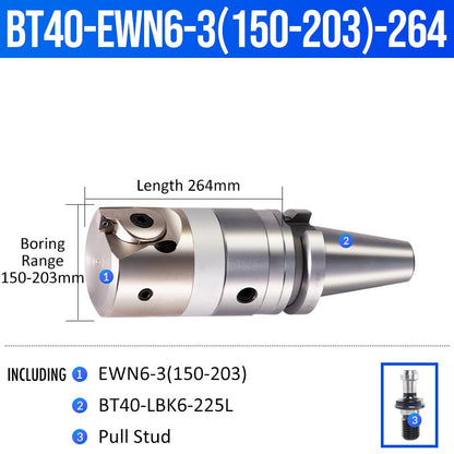 BT40-EWN6-3(150-203)-264L Fine Boring Cutter Tuning Head Adjustable Tool Holder - Da Blacksmith