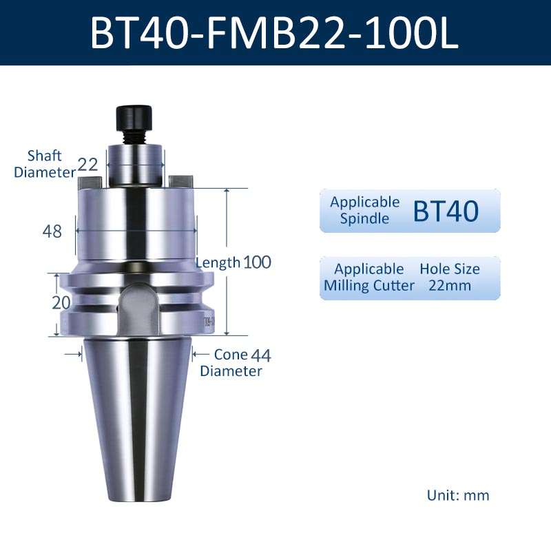 BT40-FMB22-100L CNC Face Milling Handle for Machining Center Milling Cutter Connecting Rod - Da Blacksmith