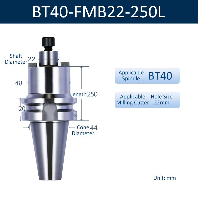 BT40-FMB22-250L CNC Face Milling Handle for Machining Center Milling Cutter Connecting Rod - Da Blacksmith