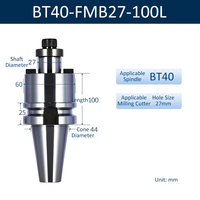 BT40-FMB27-100L CNC Face Milling Handle for Machining Center Milling Cutter Connecting Rod - Da Blacksmith