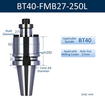 BT40-FMB27-250L CNC Face Milling Handle for Machining Center Milling Cutter Connecting Rod - Da Blacksmith