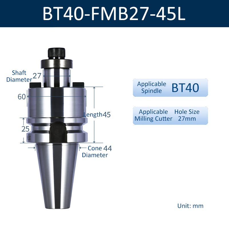 BT40-FMB27-45L CNC Face Milling Handle for Machining Center Milling Cutter Connecting Rod - Da Blacksmith