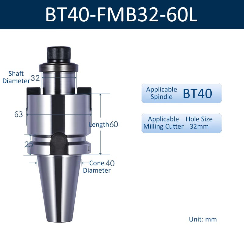 BT40-FMB32-60L CNC Face Milling Handle for Machining Center Milling Cutter Connecting Rod - Da Blacksmith