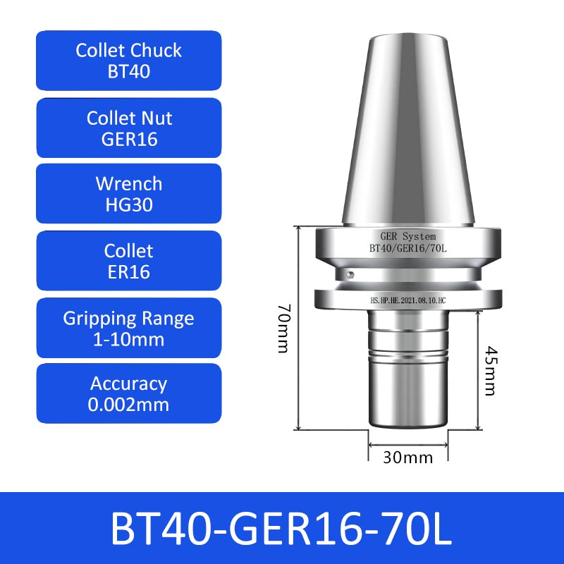 BT40-GER16-70L CNC Dynamic Balance High-Speed Collet Chuck - Da Blacksmith