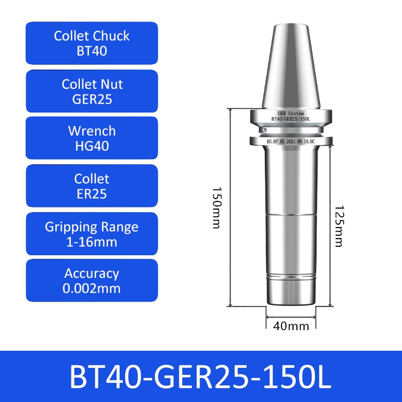 BT40-GER25-150L CNC Dynamic Balance High-Speed Collet Chuck - Da Blacksmith