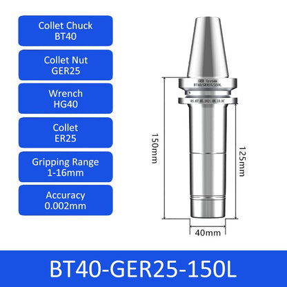 BT40-GER25-150L CNC Dynamic Balance High-Speed Collet Chuck - Da Blacksmith