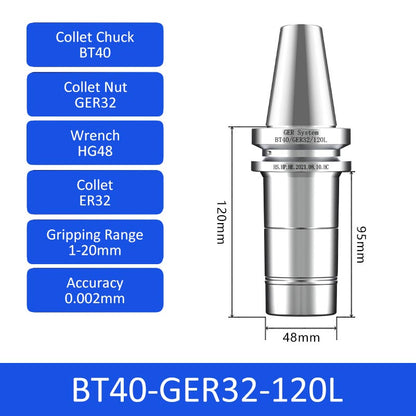 BT40-GER32-120L CNC Dynamic Balance High-Speed Collet Chuck - Da Blacksmith