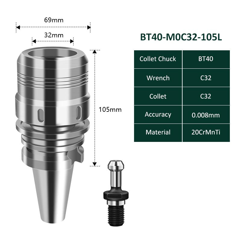 BT40-M0C32-105 Dust-proof Powerful Milling Collet Chuck for CNC Machining Center - Da Blacksmith