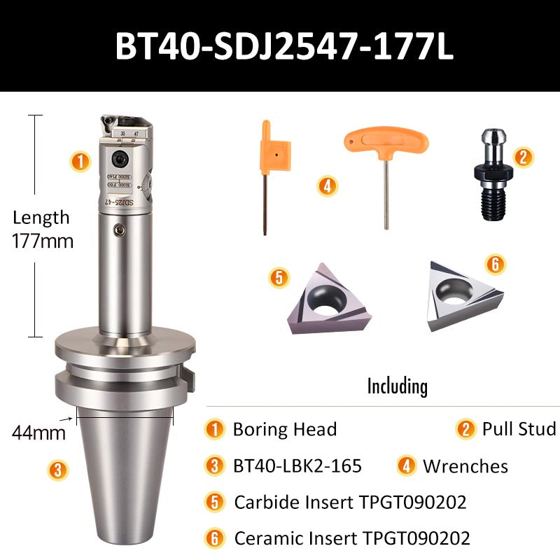 BT40-SDJ2547-177L Fine Boring Tool Holder for Small Aperture Straight Shank - Da Blacksmith