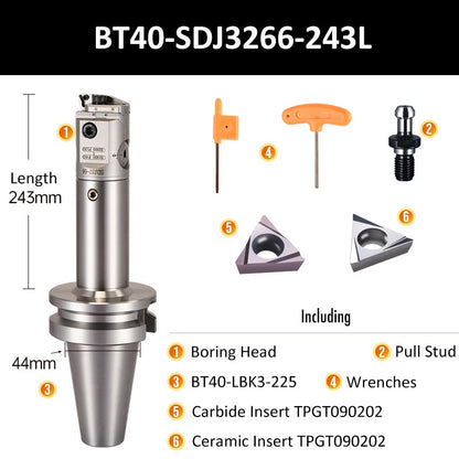 BT40-SDJ3266-243L Fine Boring Tool Holder for Small Aperture Straight Shank - Da Blacksmith